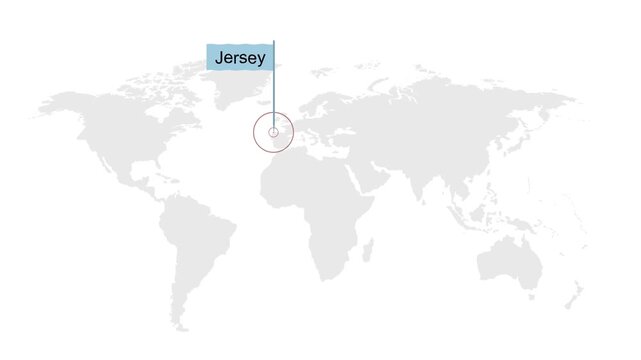 Jersey Location Pin on World Map for Travel Concept