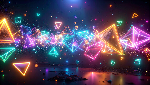 Illustration abstraite de formes g&eacute;om&eacute;triques n&eacute;on
