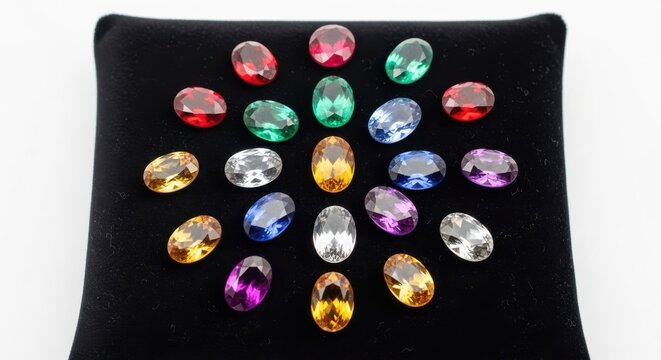 Assortment of Oval Cut Gemstones in Various Colors