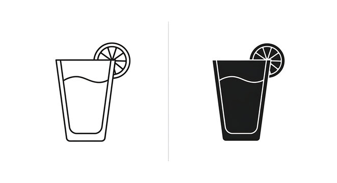 Glass of lemonade with a lemon slice icon