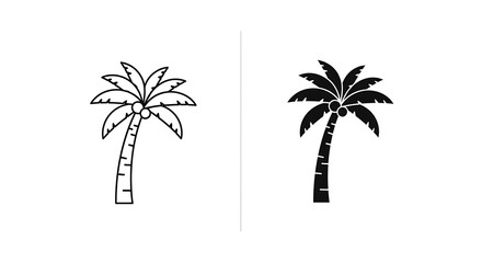 Obraz premium Palm tree icon set, vector illustration of tropical plants