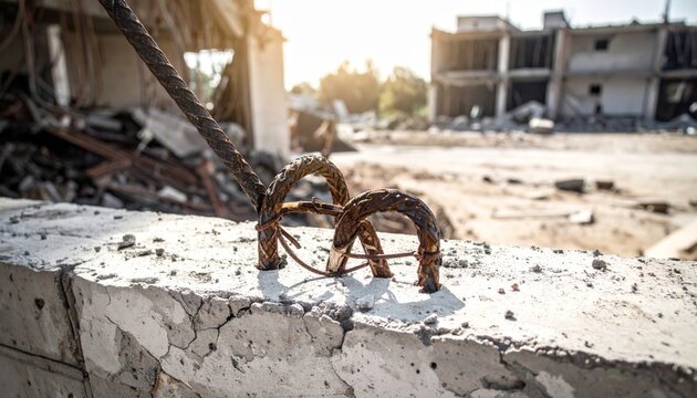 Twisted Rebar in Damaged Concrete Structure