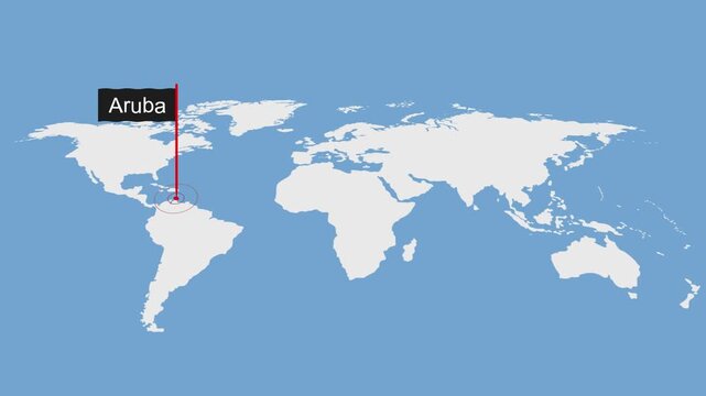 Aruba City Location on World Map Animation Concept