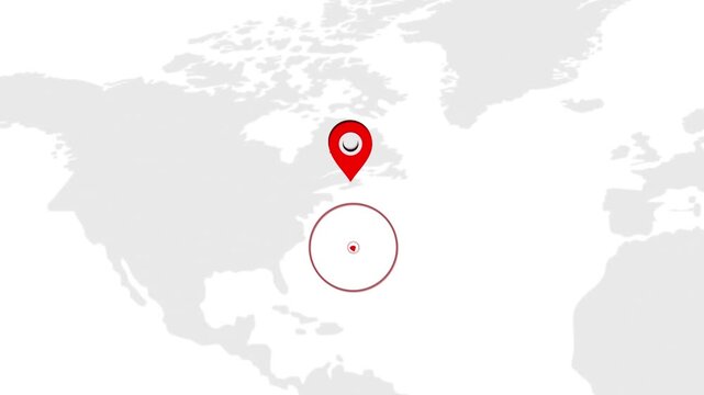 Bermuda Location Pin on World Map for Travel Concept