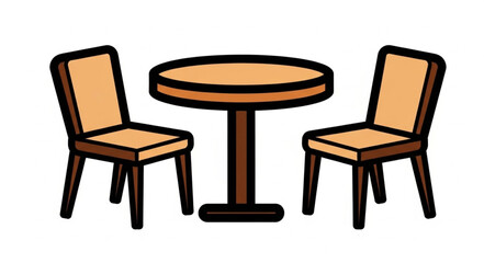 Fototapeta premium A simple illustration of a round table with two chairs.