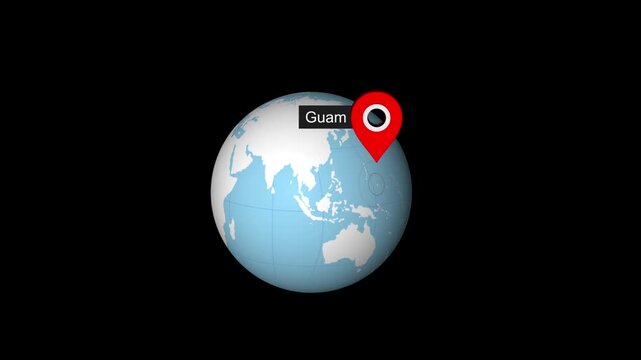 Guam Location Highlight on World Map with Circle Marker