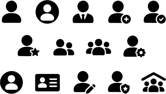 User Profile Monochrome Glyph Icon Collection