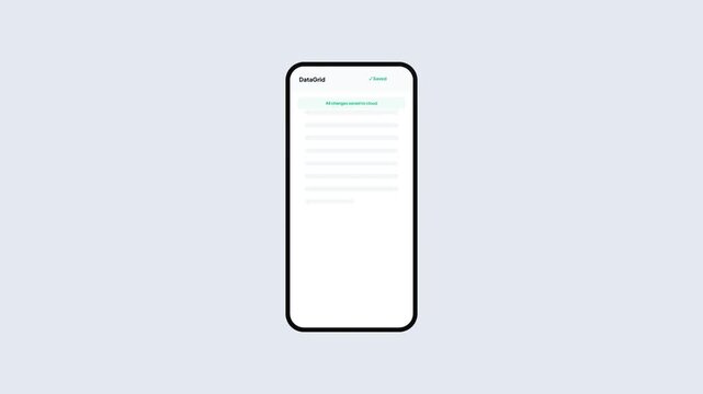 Mobile spreadsheet application interface showing data calculating and cloud auto save progress