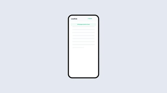 Customer relationship management mobile app interface with automatic cloud synchronization status