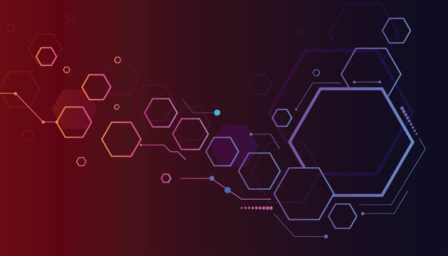 Abstract technology background with hexagonal shapes and digital connection lines vector illustration