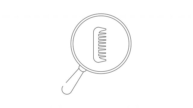 Magnifying Glass Over Comb Icon Line Art Animation.