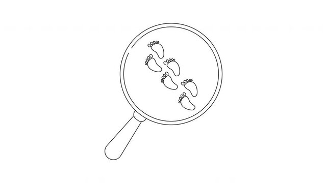 Magnifying glass over dumplings on a white background, simple line art.