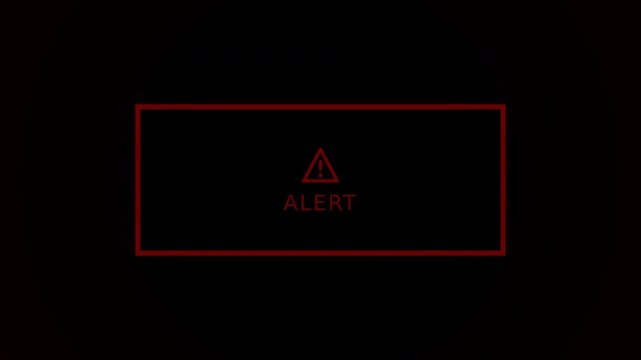 Dynamic Motion Graphic of a Digital Alert Screen with Vibrant Red Border and Warning Icon for Visual Impact Video