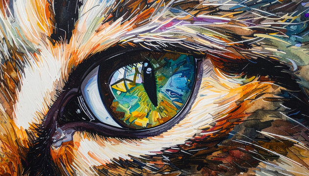 Cat eye abstract watercolor