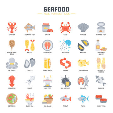 Seafood , Thin Line and Pixel Perfect Icons