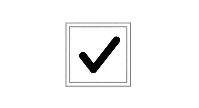 Black check mark inside a square box on a white background.