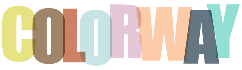 Fototapeta premium Colorway colorful large bold typography text with shadow effect on transparent grid background.