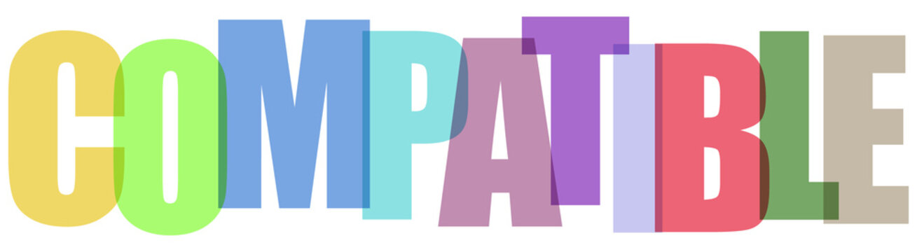 Colorful compatible typography word art on transparent background for design projects now.