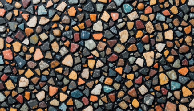 Seamless abstract terrazzo pattern with colorful organic stone fragments