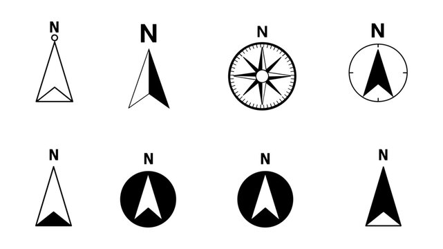 Compass icon mark for maps, directions, and orientation