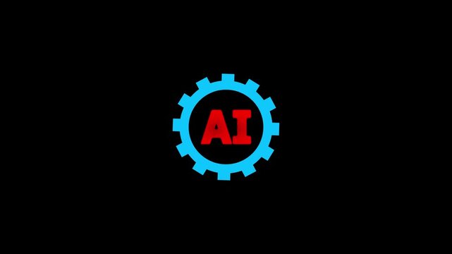Ai gear animation video automation system intelligence. Symbolizing artificial intelligence process and continuous automation.