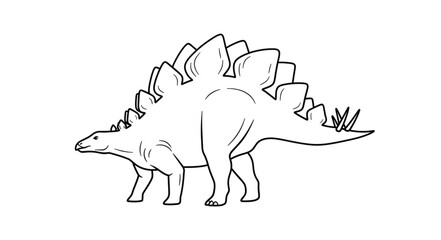 Stegosaurus Dinosaur Illustration Line Art. © Sukses