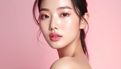 Fototapeta premium Trendy Korean Beauty Influencer Skin Ad
