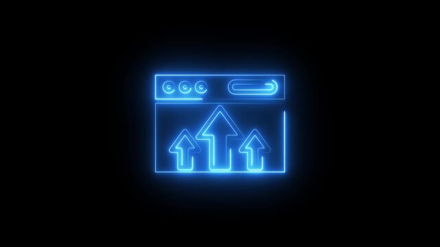 Neon Blue Upload with Arrows on Black Background for Technology and Data Transfer Concepts upload arrows