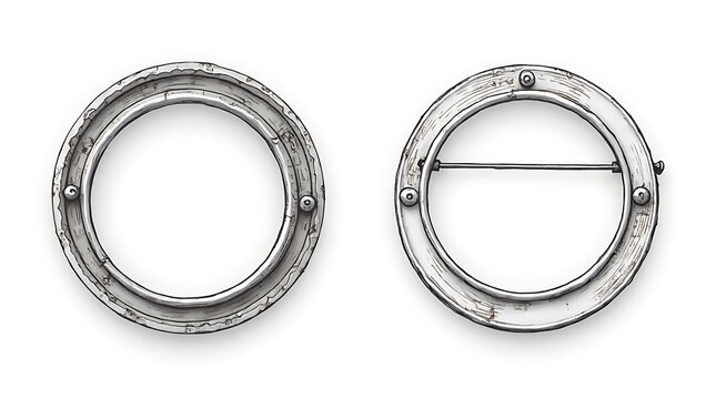 Worn Metal Circular Ring Elements on White Background