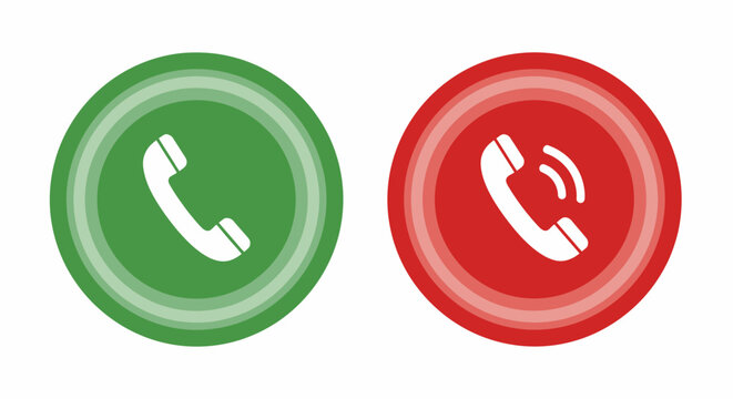 Two circular phone call icons, one green and one red, displayed side by side for UI communication cues.