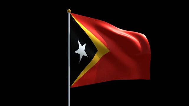 East Timor Leste Waving Flag Seamless Loop - 3D Rendering Animation Transparent Background