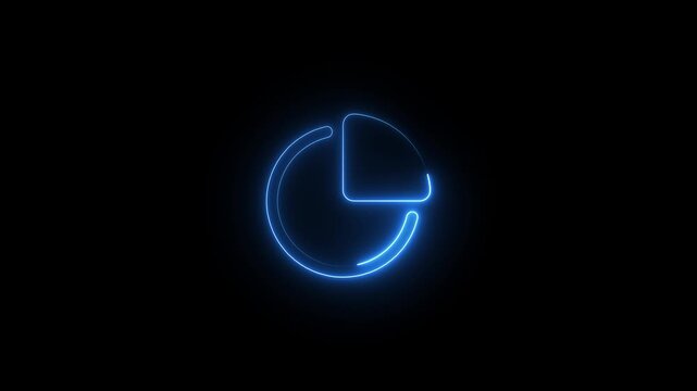 Blue Neon Pie Chart Loading Animation on Black Background neon sign