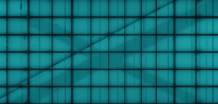 Teal-colored grid pattern with black lines, diagonal shadows