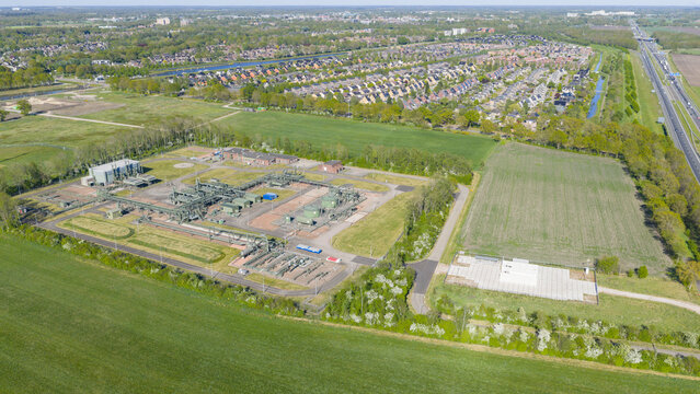 Hoogeveen, Netherlands - 01 May 2026: Aerial View of Hydrogen TTFS in Erflanden Hoogeveen