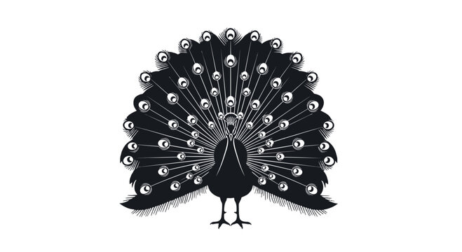 Stylized peacock silhouette with fanned tail feathers
