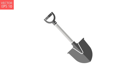 Flat design shovel icon isolated on white background, vector illustration © Marimas