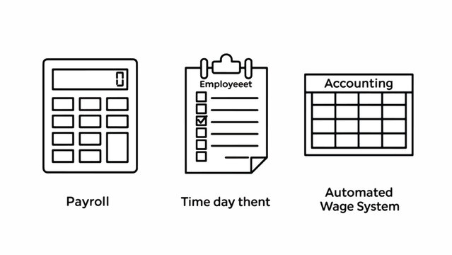 Calculator and payroll time sheet.