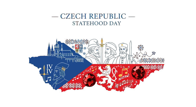 Czech Republic Statehood Day Map Illustration.