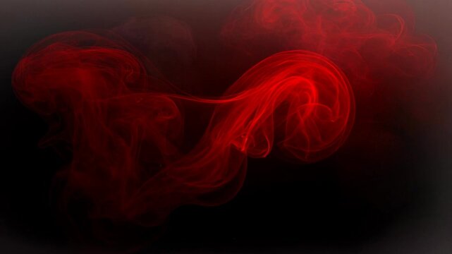 Mesmerizing swirling red smoke dance against dark background vivid abstract motion effect