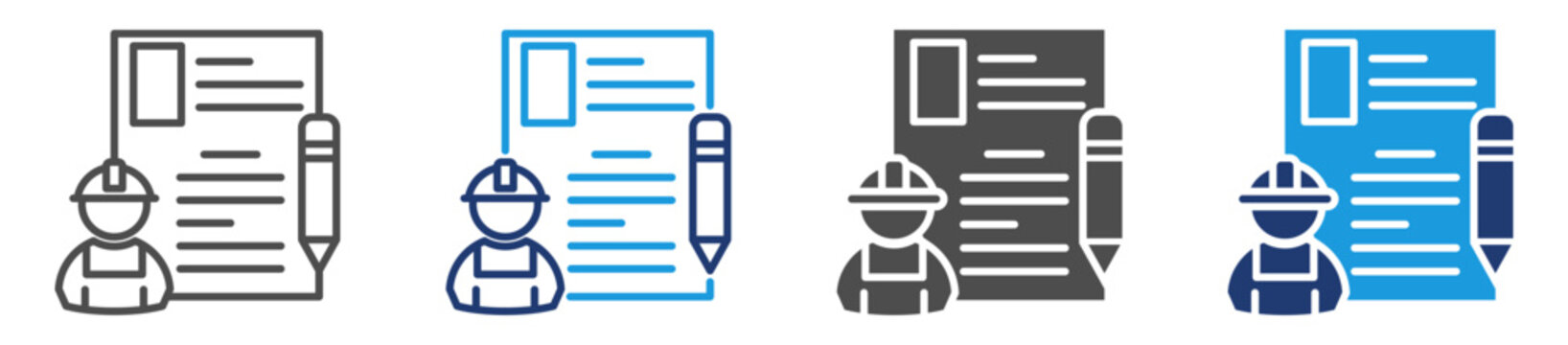 contractor contract document multi purpose icon set