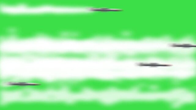 Missile Attacks With Smoke Green Screen Video.