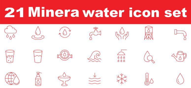 Water thin line icons set. Water editable stroke icons set. Water Drop symbol. Vector