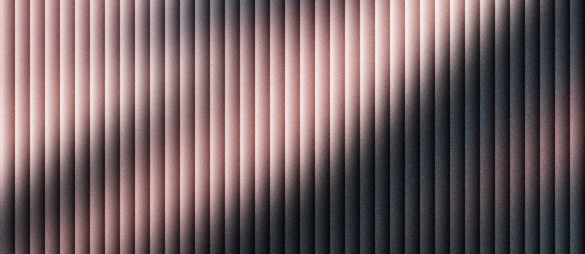 Metallic rose gold corrugated texture with vertical parallel lines. Abstract copper metal background with soft light reflections. Industrial ribbed steel surface for modern luxury branding.