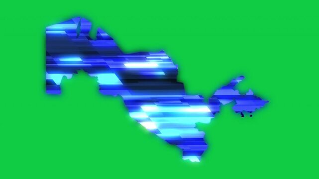Uzbekistan blue news headline effect map pop animation green background