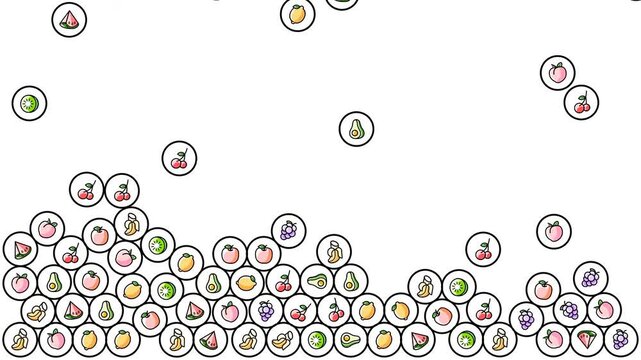 Falling fruit Icons Background 4K, Clean Light Digital Animation
