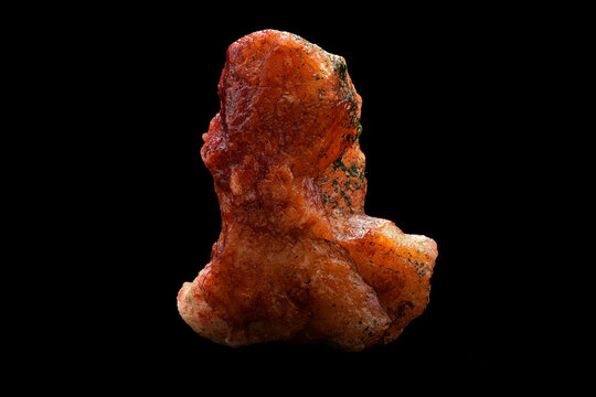 Rough, natural gemstone, sunstone orange quartz with iron oxide inclusions