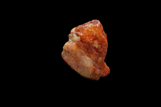 Rough, natural gemstone, sunstone orange quartz with iron oxide inclusions