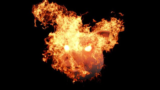 Burning Fire Pig Satan devil  WrapAround TurnTable 