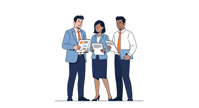 Business professionals standing together.
