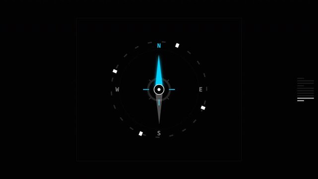 Dynamic Compass Animation Showing Navigation Direction with Modern Visual Style for Travel or Tech Videos